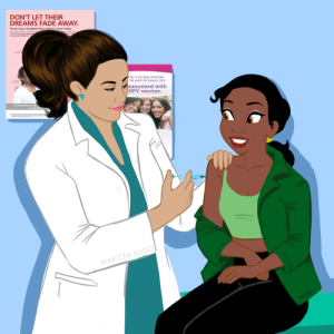 TIana gets the HPV vaccine.
