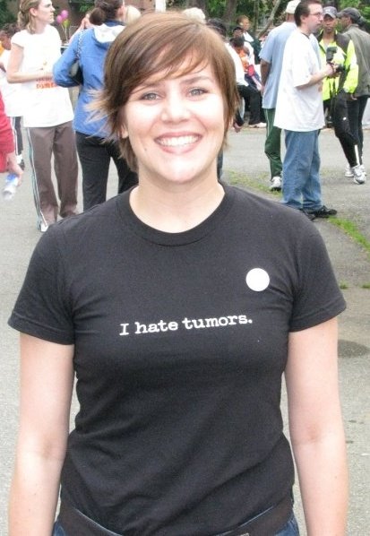 Sara Lyle-Ingersoll, now Cervivor's Communications Director, at one of the non-profit’s early awareness and fundraising events in Washington, D.C., sharing Heather’s story with a powerful message on her T-shirt.