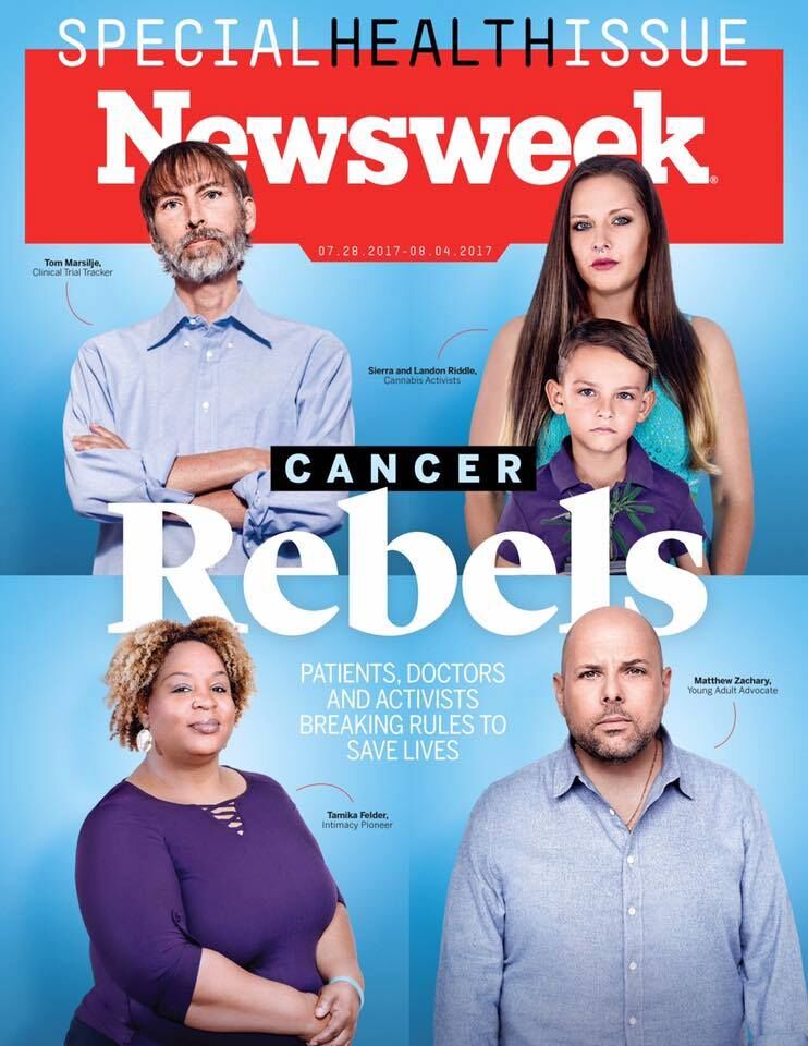 Newsweek Cancer Rebels cover featuring AYA cancer advocates Tamika Felder and Matthew Zachary