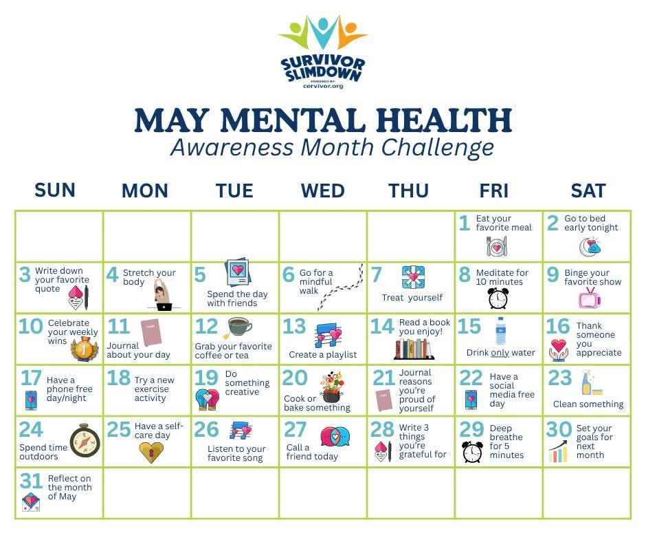 May Mental Health Awareness Month Challenge Calendar